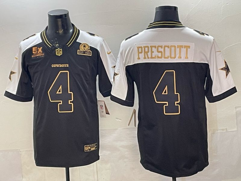 Men 2026 Dallas Cowboys #4 Prescott Black Gold 6th generations Nike Limited NFL Jersey style 02->dallas cowboys->NFL Jersey